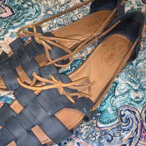 Sperry Top Sider Flat Sandals Gray Leather
